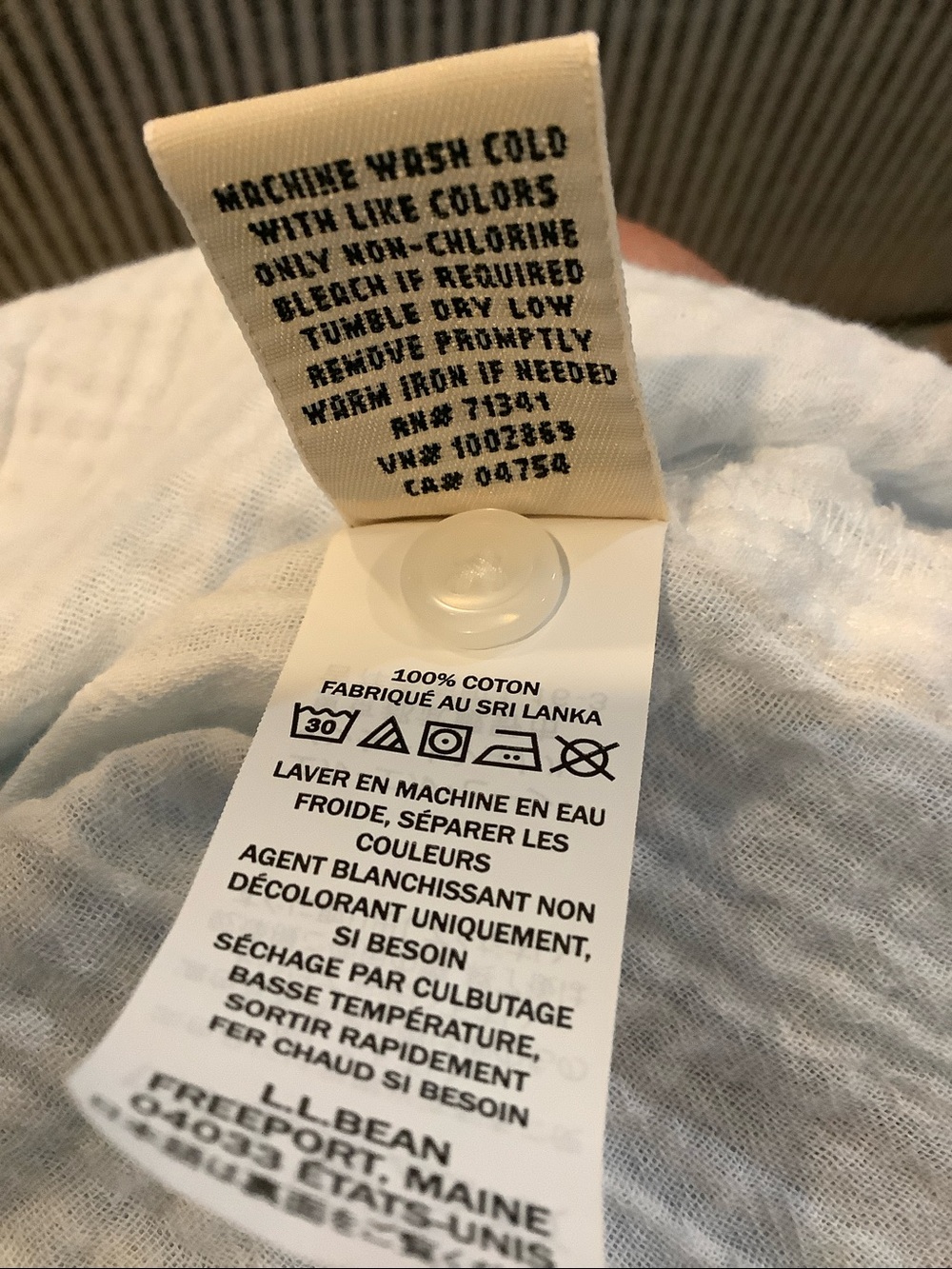L.L.BEAN Womens Blue/White 100% Cotton Seersucker Coastal Beach Dress CoverUp XL - Picture 8 of 9